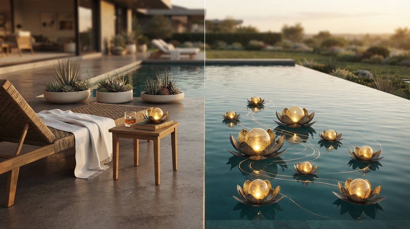 Solar Lotus Light Framework for Floating Pool Decor