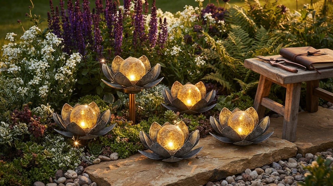 Solar Lotus Light Framework for Garden Stake Selection