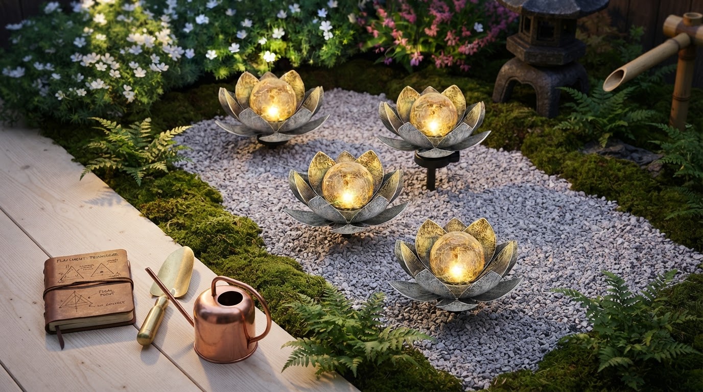 Solar Lotus Light Garden Stake Placement Framework