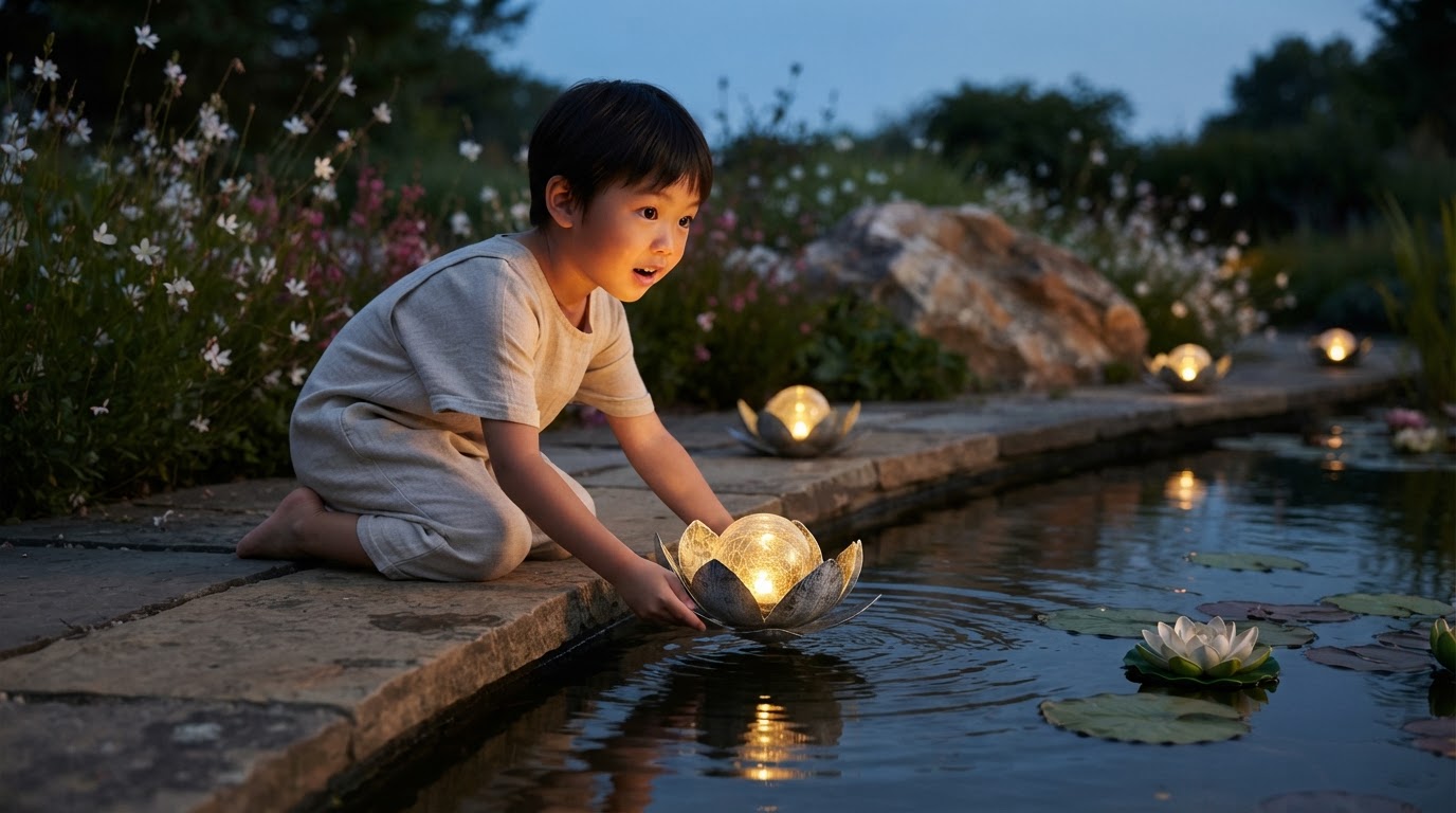 How do I use Solar Lotus Light for nighttime pond decor?