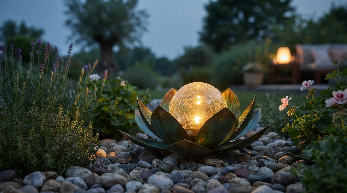 How does the Solar Lotus Light perform in garden decor?