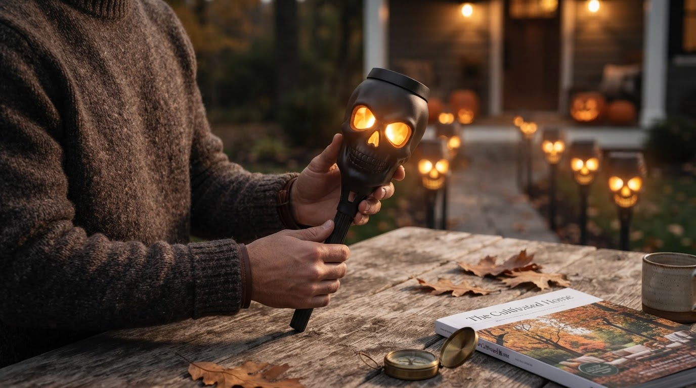 Do Solar Skull Torch Lights offer creepy tiki torch effects?