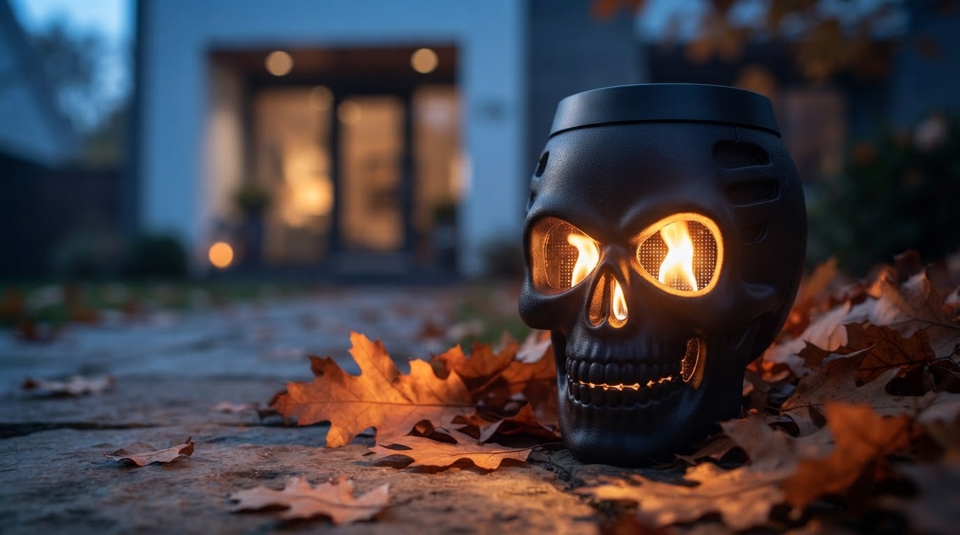 How do Solar Skull Torch Lights create a flame effect?