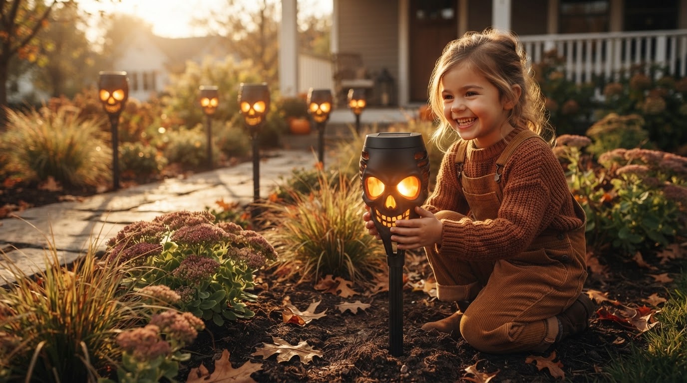 How to Install Solar Skull Torch Lights in Garden Beds