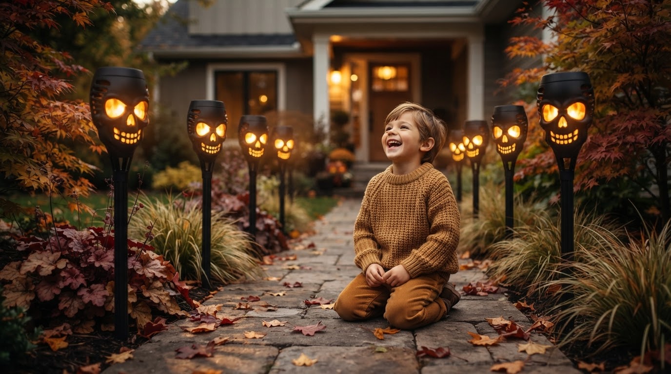 Installing Solar Skull Torch Lights for Seasonal Safety
