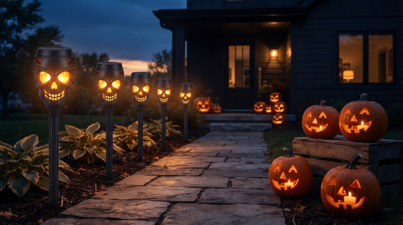 Are Solar Skull Torch Lights better for spooky walkways?