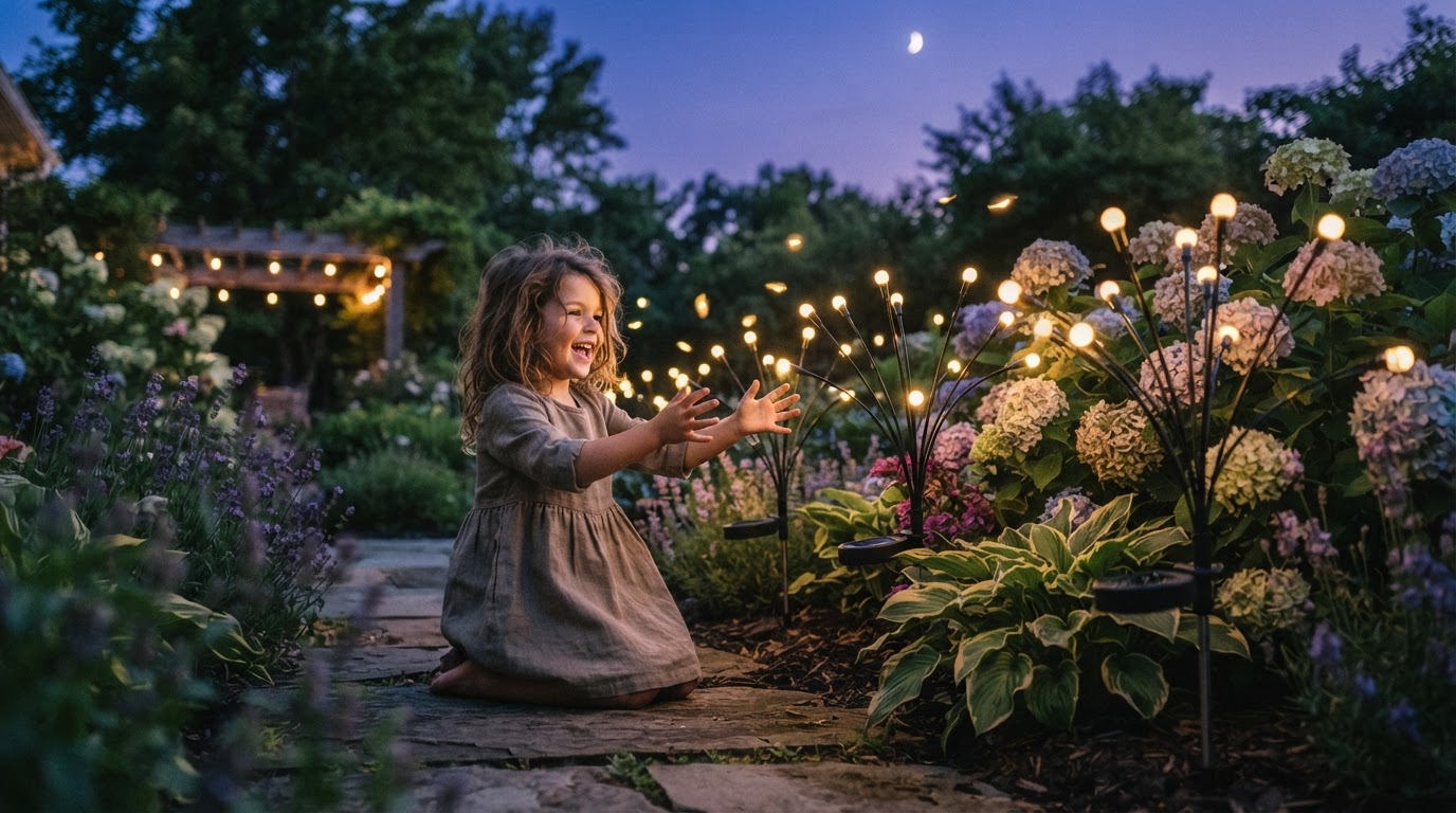 Aesthetic Garden Lighting Design With Solar Firefly Lights