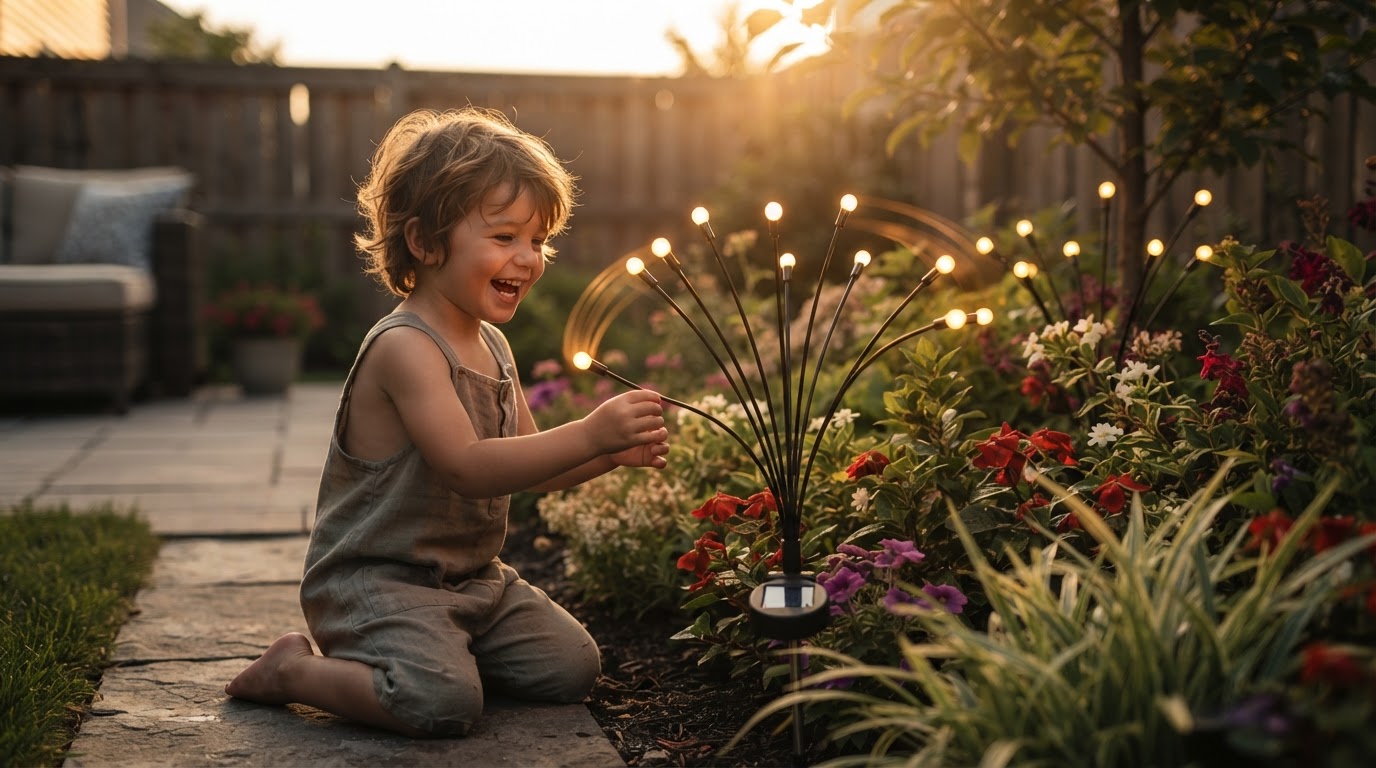 How do Solar Firefly Lights achieve wind dancing motion?