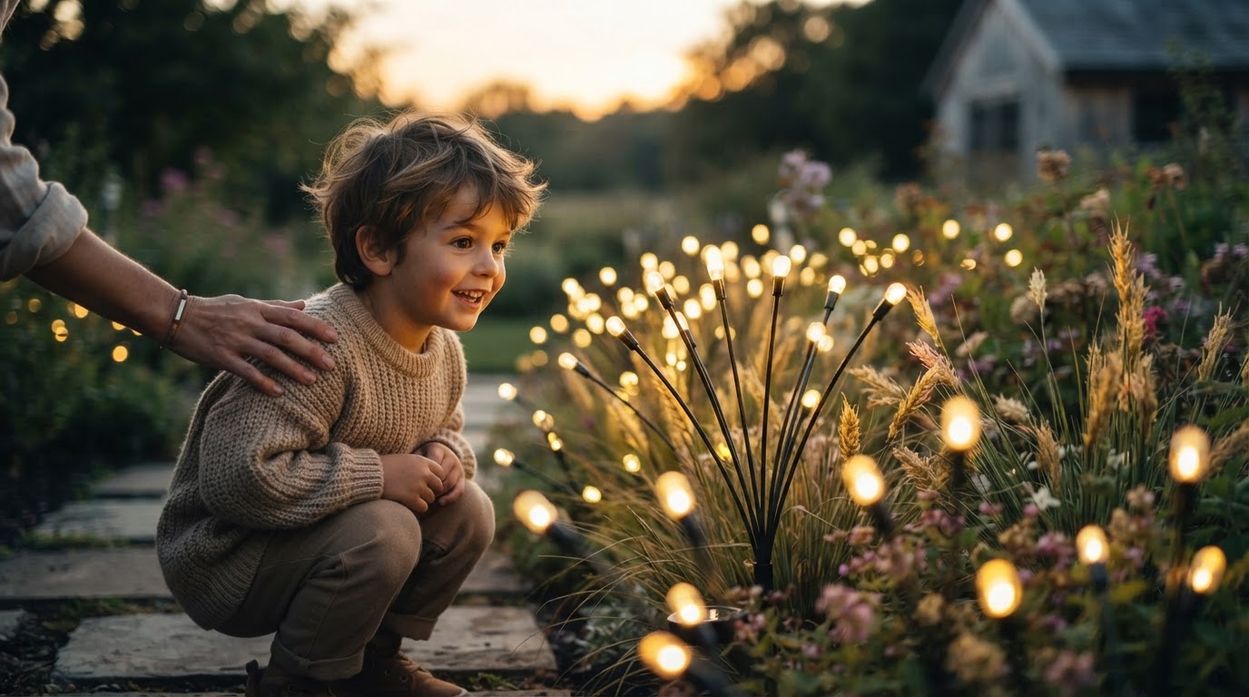 How do Solar Firefly Lights simulate wheat ears?