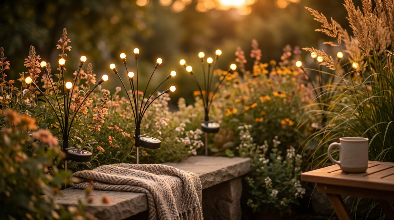 How do Solar Firefly Lights achieve a swaying motion?