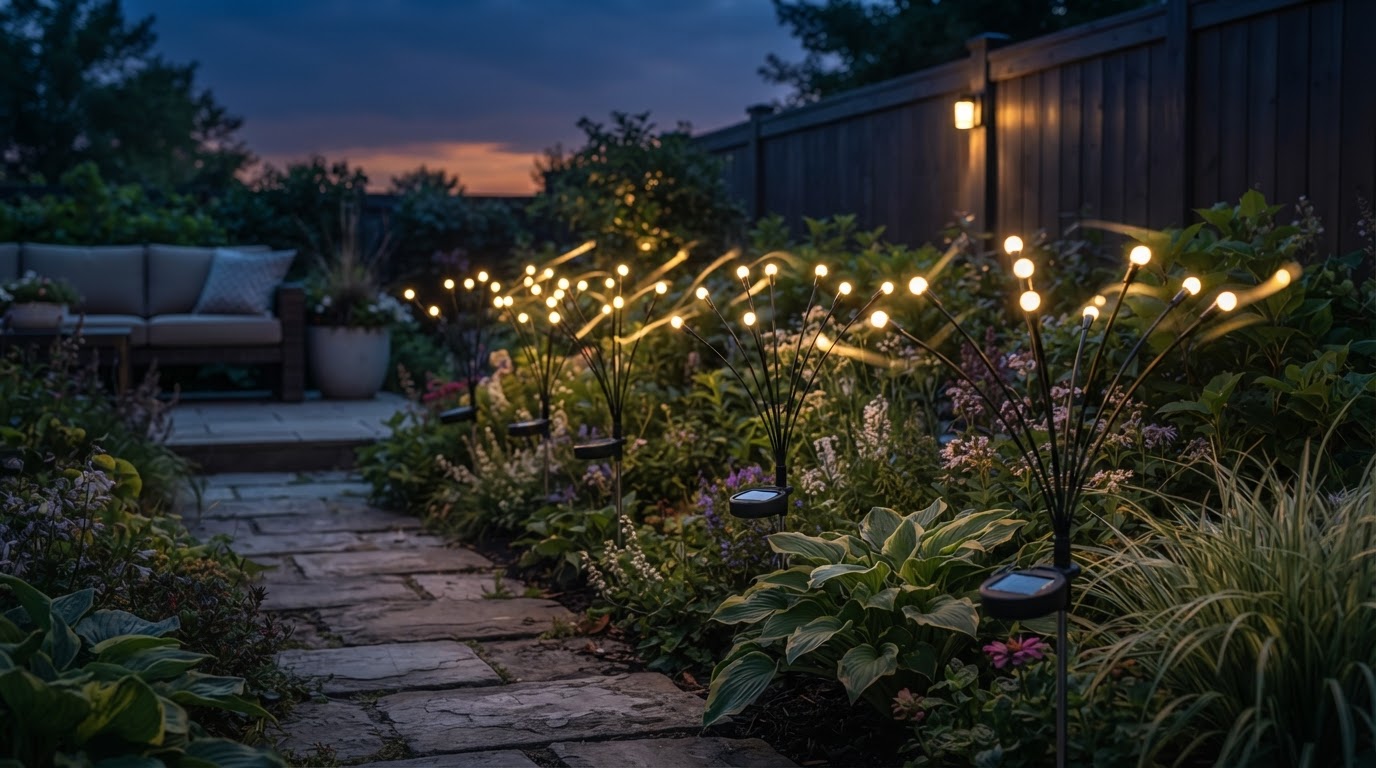 Solar Firefly Lights and Wind-Responsive Garden Design