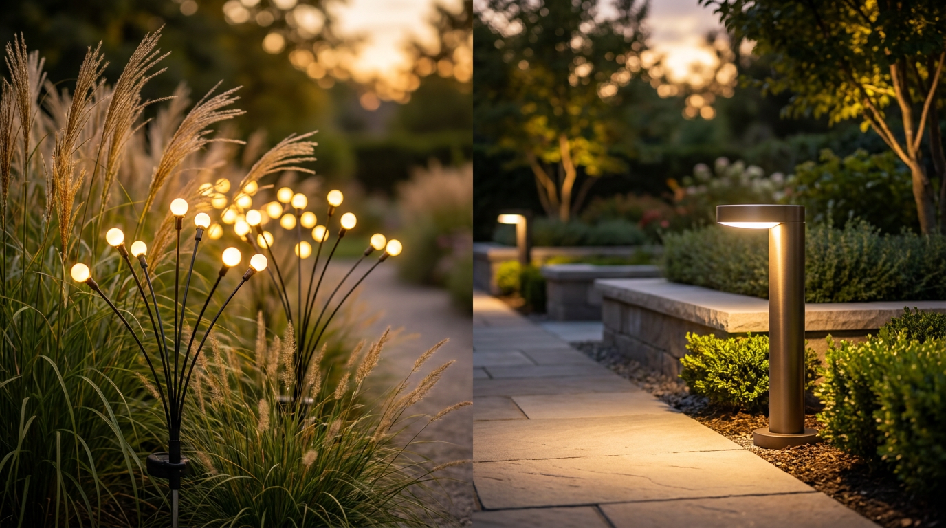 How do swaying solar garden lights compare to static LEDs?