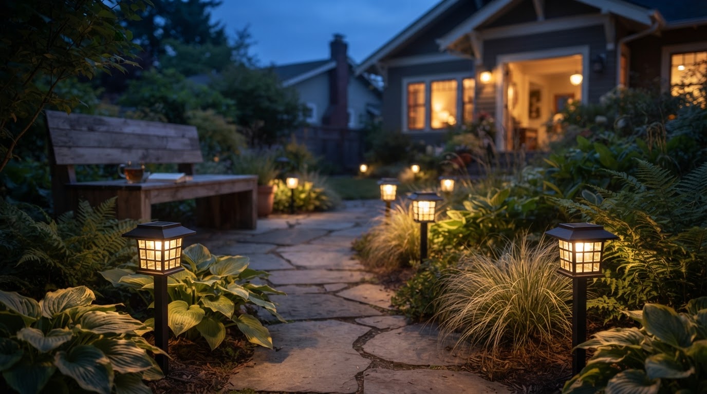 How do Solar Yard Glow dusk to dawn lamps function?