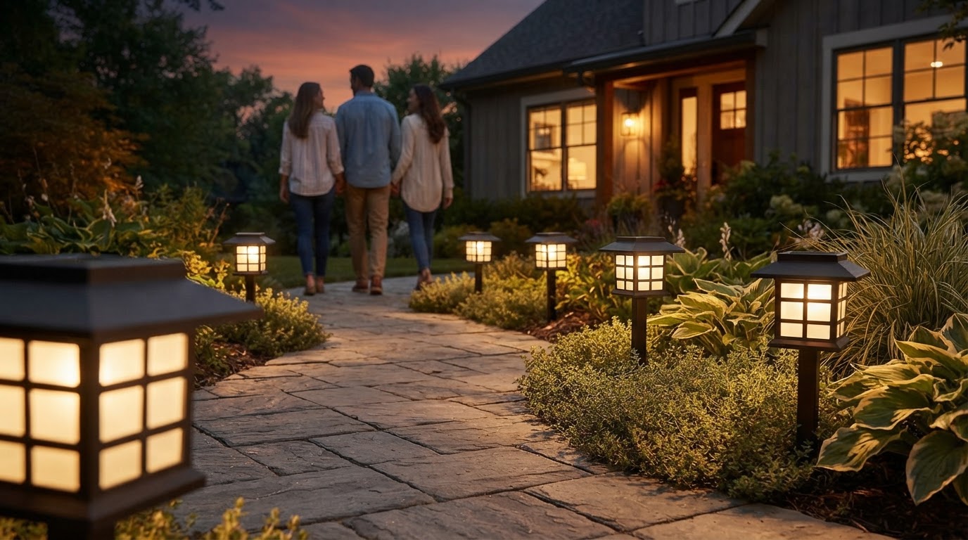 How does Solar Yard Glow improve outdoor walkway lighting?