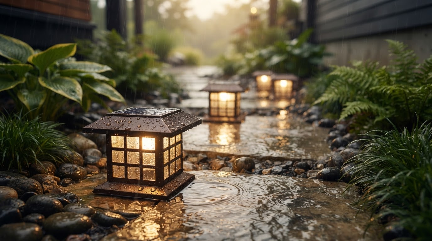 Which Solar Yard Glow ground lights handle heavy rain?