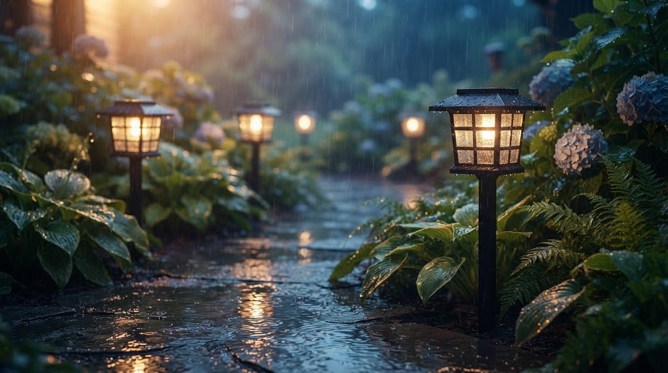 Can Solar Yard Glow Lights Withstand Heavy Rain?