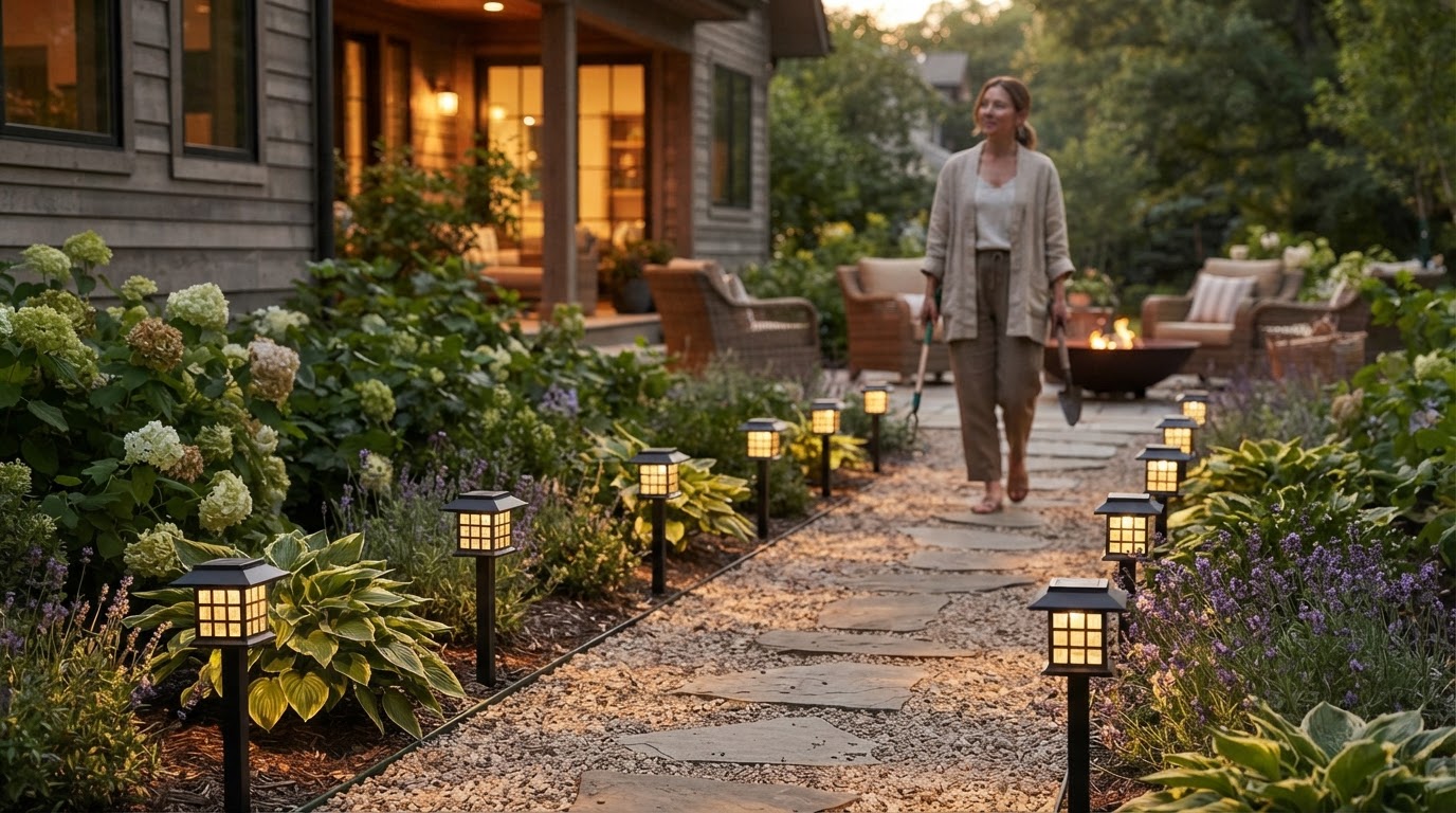 Where should I place Solar Yard Glow high-intensity lights?