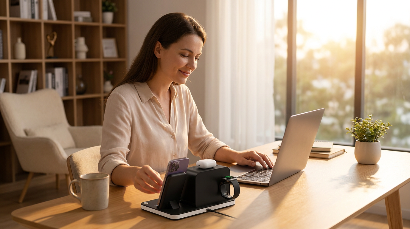 How do I organize a multi device charging dock for desk?