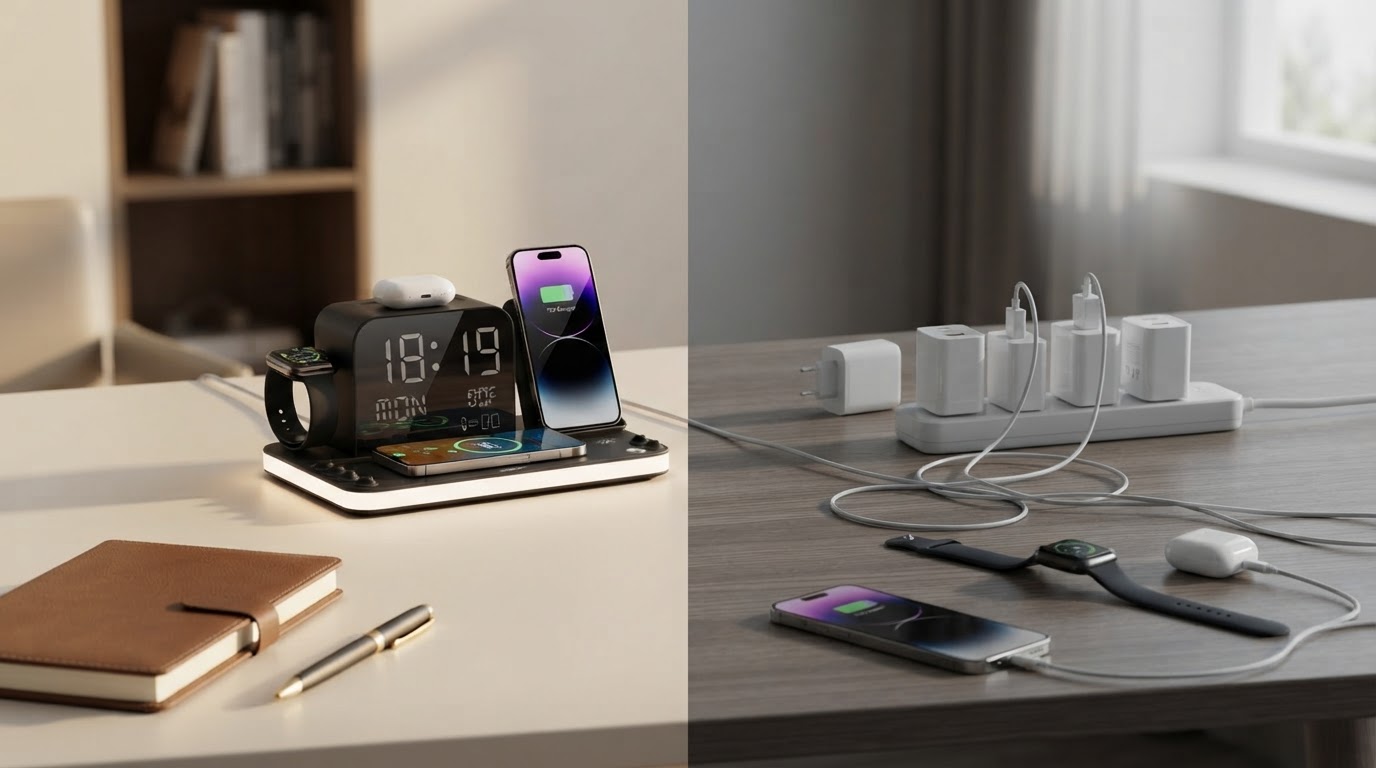 Multi-Device Wireless Charging Station vs Single Chargers for Desk Clutter