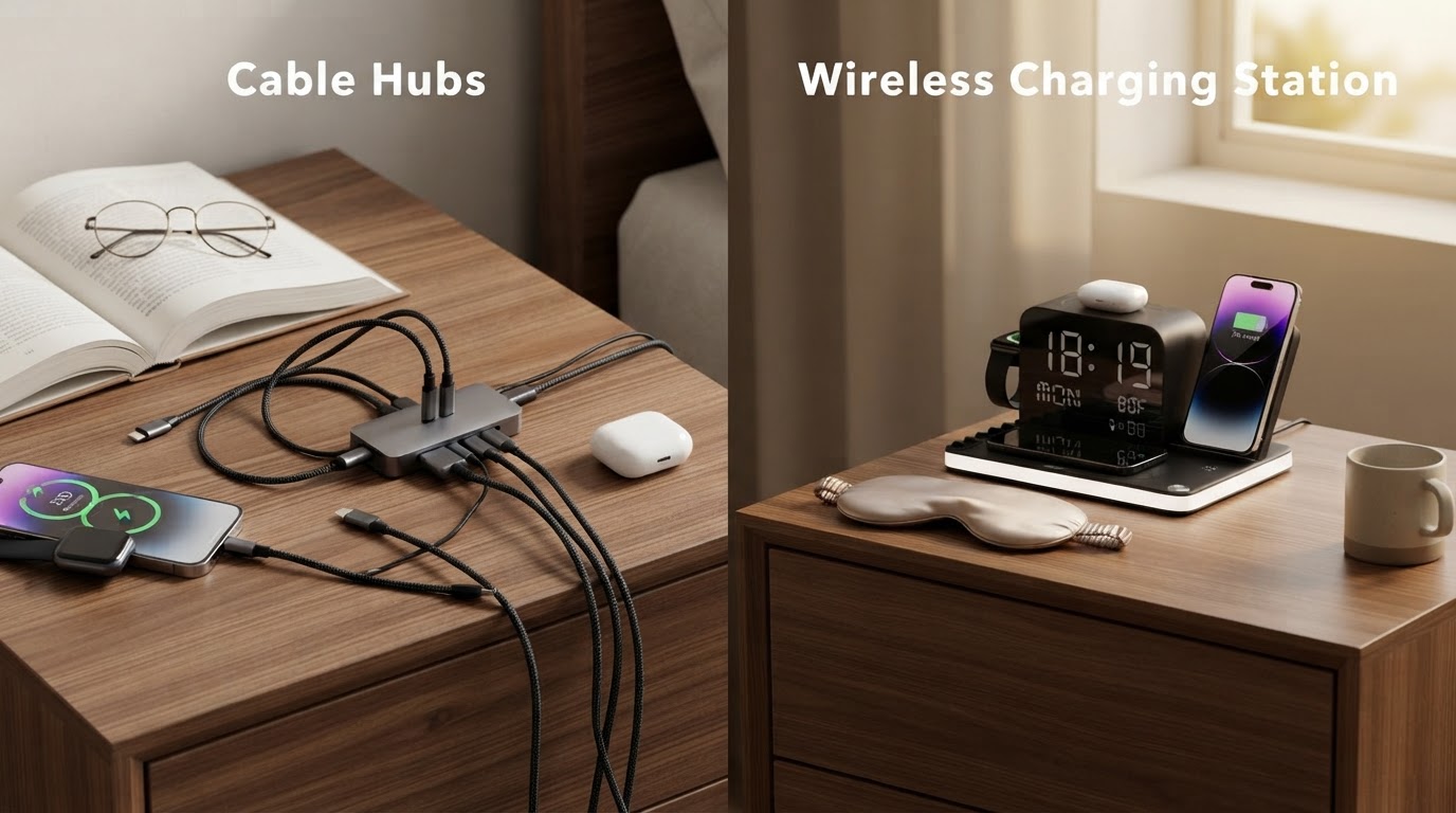 Wireless Charging Station vs Cable Hubs: Which Is Best for Bedside?