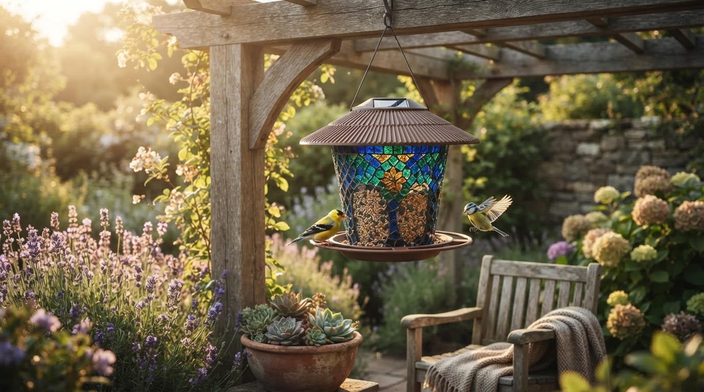 Why choose a mosaic Solar Lantern Feeder for gardens?