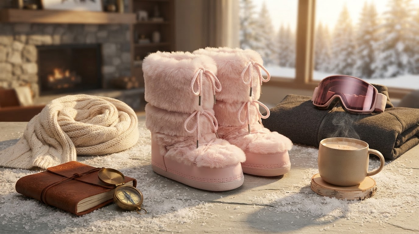 Faux Fur Mid-Calf Platform Boots for Deep Snow Navigation