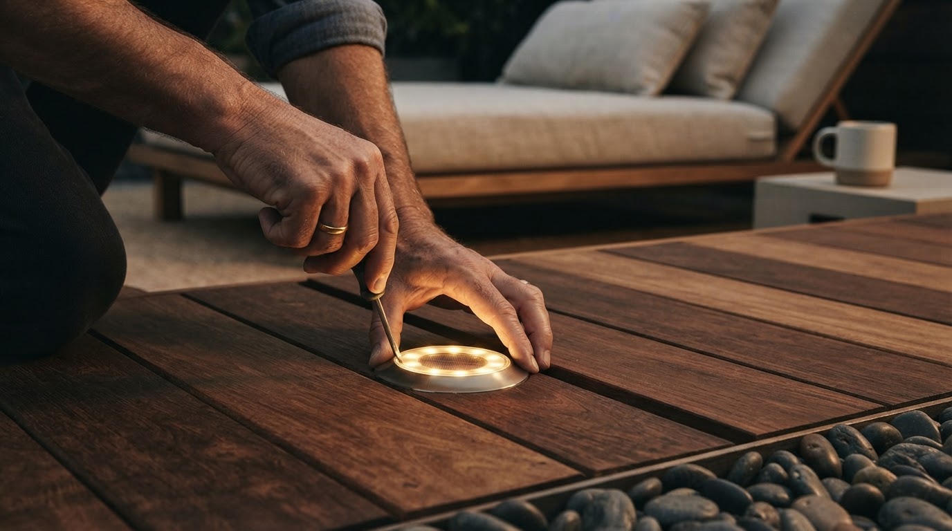Low Profile Solar Ground Lights for Modern Decks