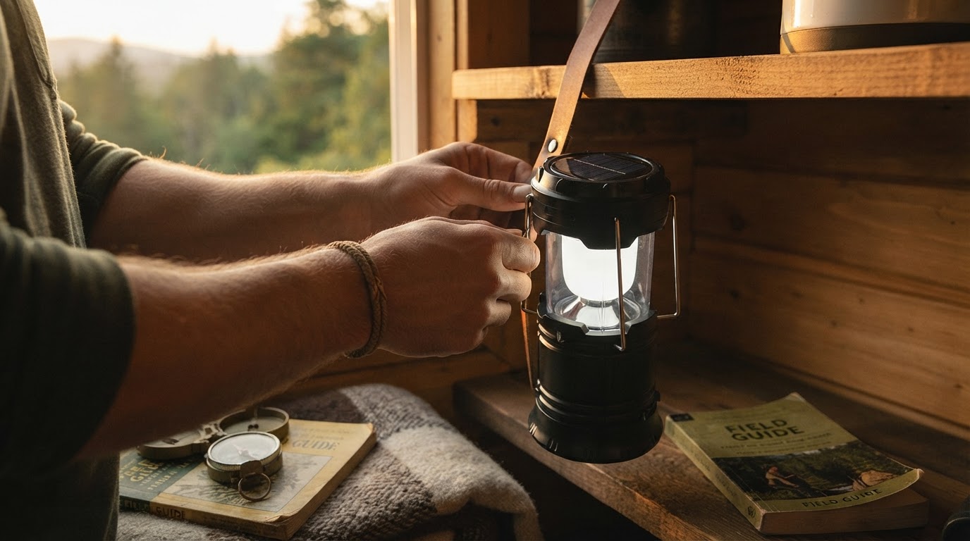 How does a Led Camping Lantern solar flashlight combo work?