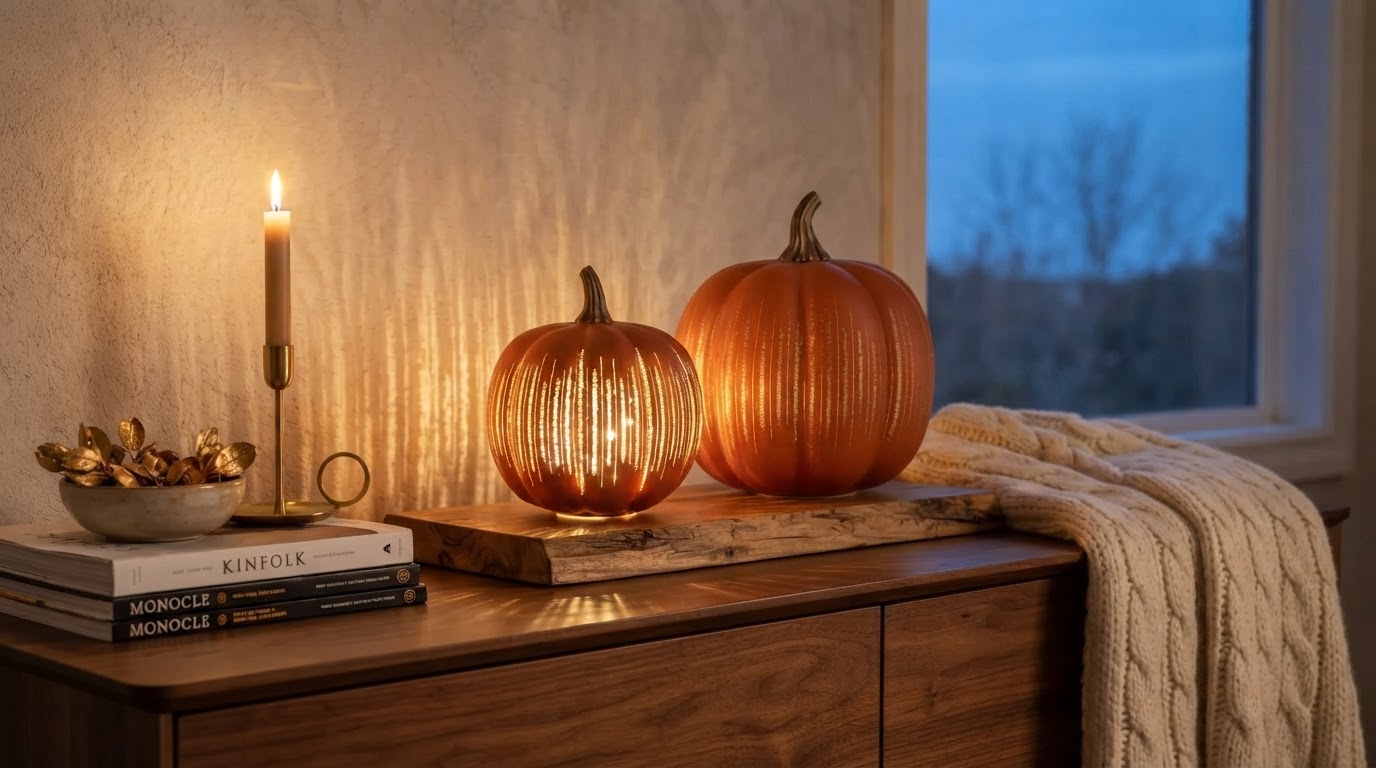 Selecting Starry Night Glass Pumpkins - Illuminated Set of 2