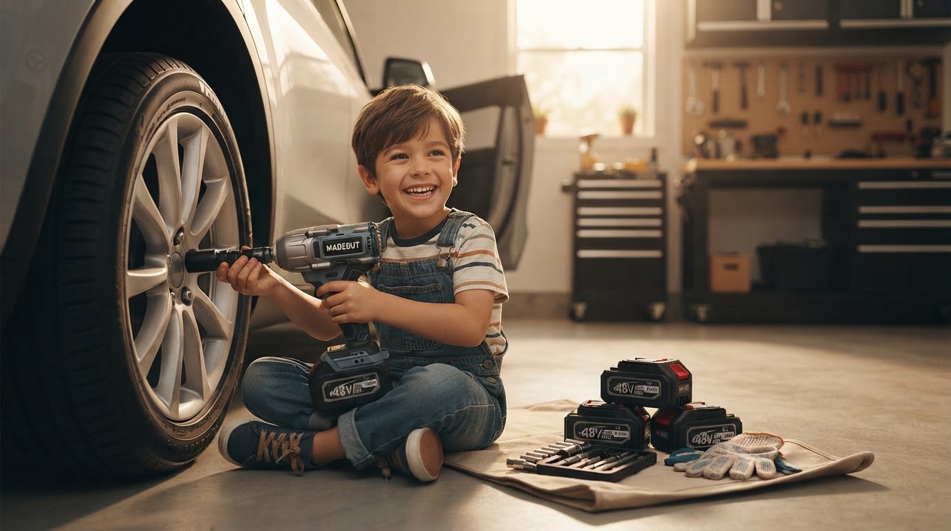 Changing Tires Using Madebut 3-Speed Electric Power Wrenches