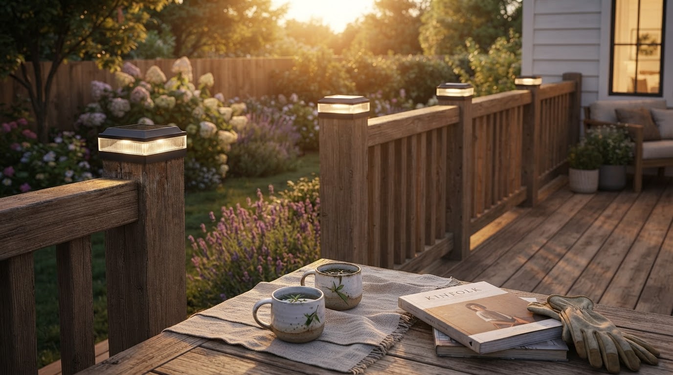 Modern Solar Fence Post Lights for Residential Privacy