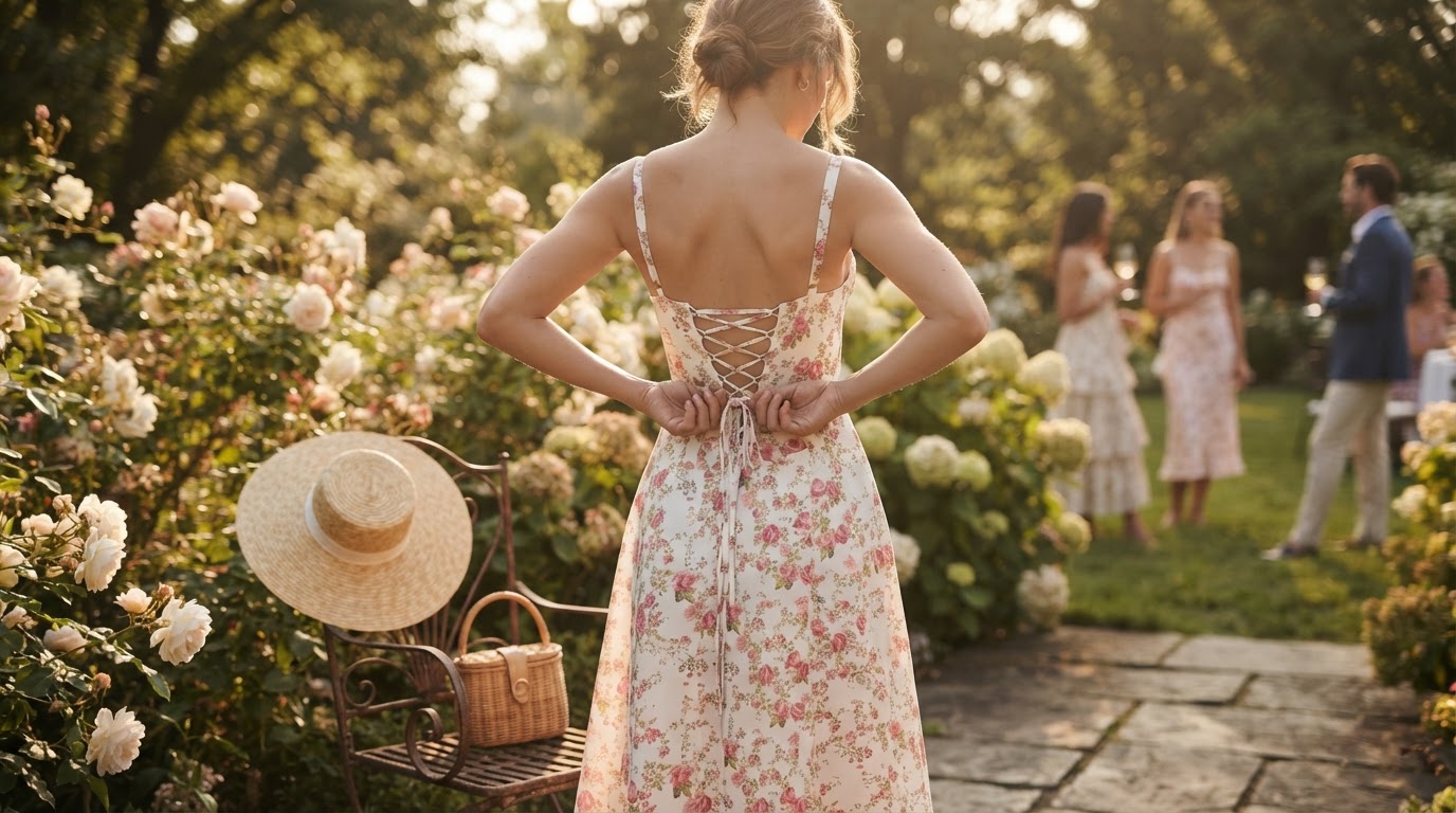 How to Style a Floral Waist-Tightening Dress for Outdoor Spring Gatherings