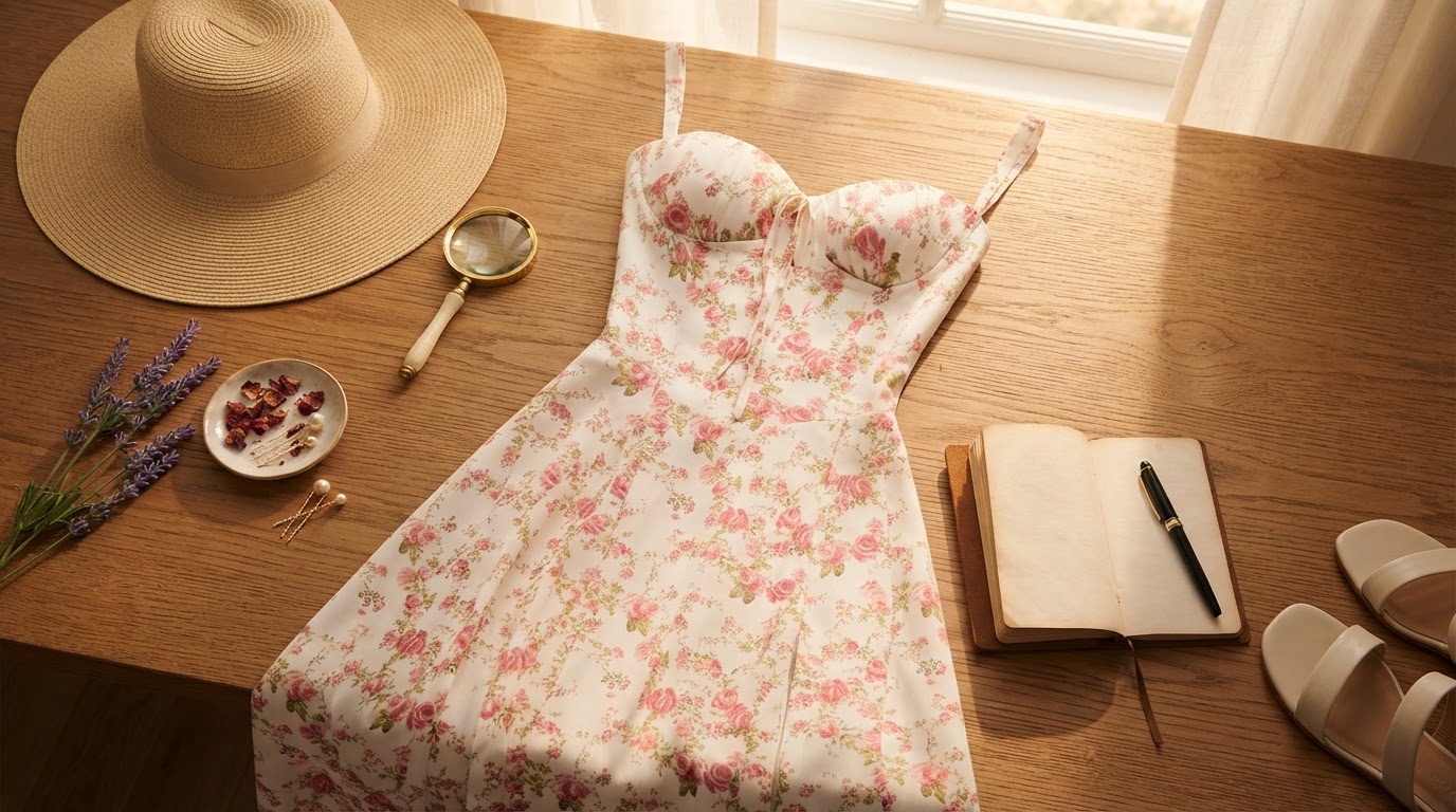 What defines a Floral Bustier Midriff Waist Shaper Dress?
