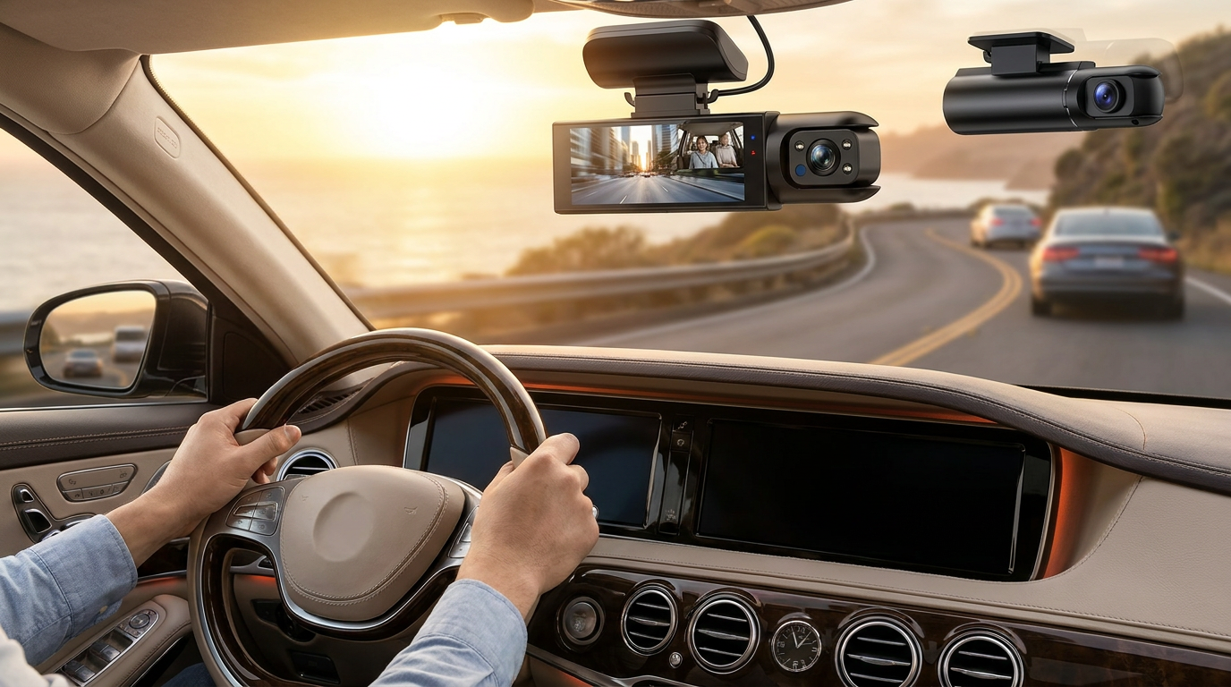 Dual Dash Cam with Interior Cabin View Camera