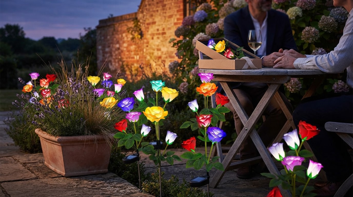Do solar Glow Roses LED stake lights last all night?