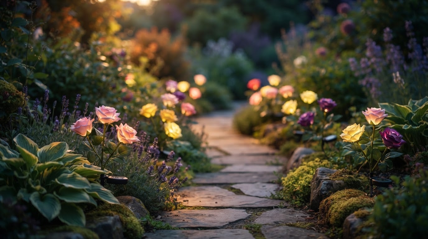 Do solar Glow Roses provide enough light for garden paths?