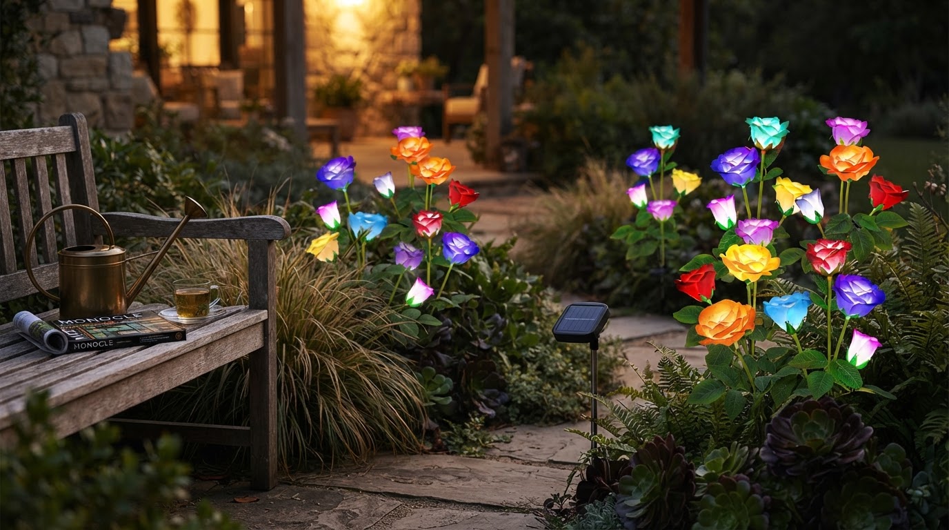 Enhancing Nighttime Landscapes with solar Glow Roses