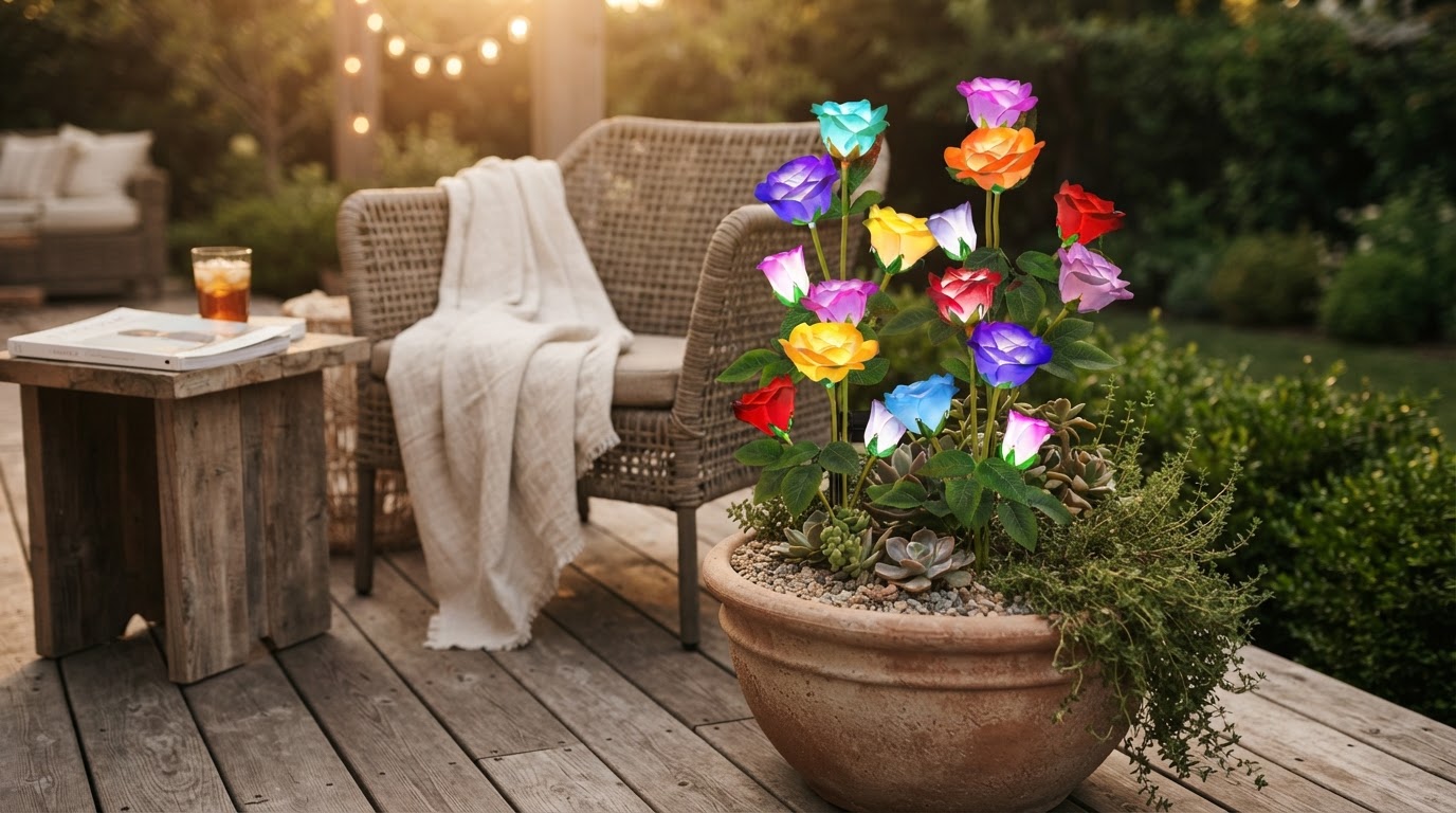 How do color changing solar Glow Roses work?