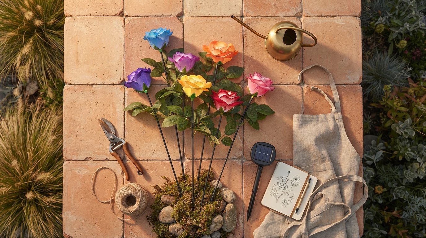 Integrating solar Glow Roses into Modern Garden Designs