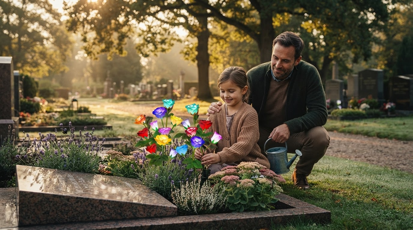 Solar Glow Roses for Cemetery Grounds Maintenance
