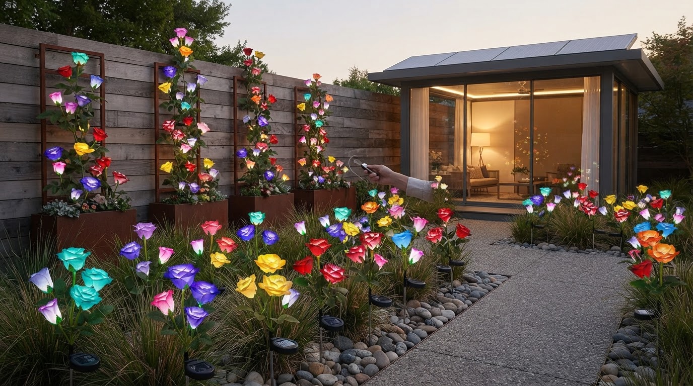 A 3-Axis Framework for solar Glow Roses Garden Decor
