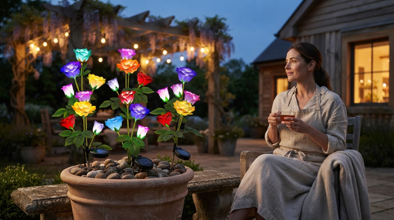 Enhancing Nighttime Landscapes with solar Glow Roses