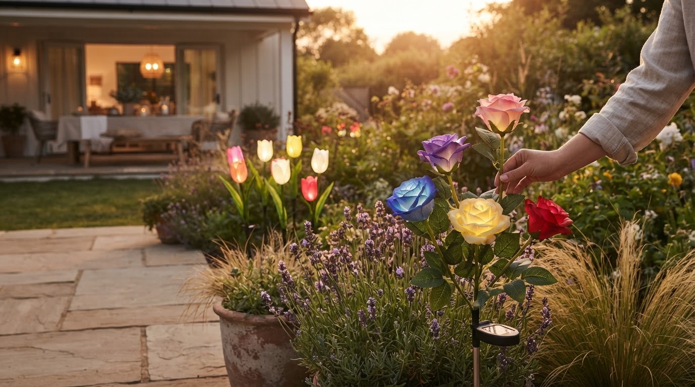 How do solar Glow Roses compare to LED flower garden decor?