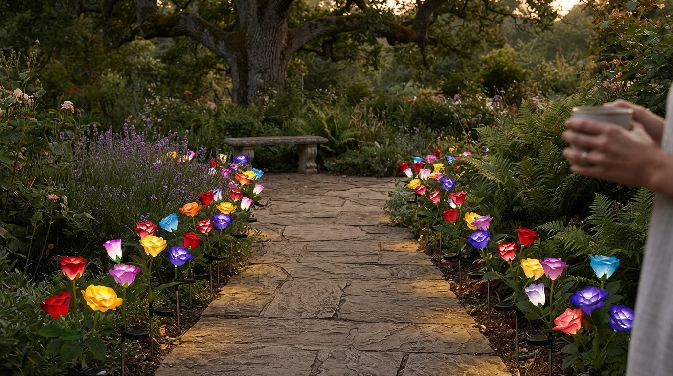 Do solar Glow Roses provide enough light for garden paths?