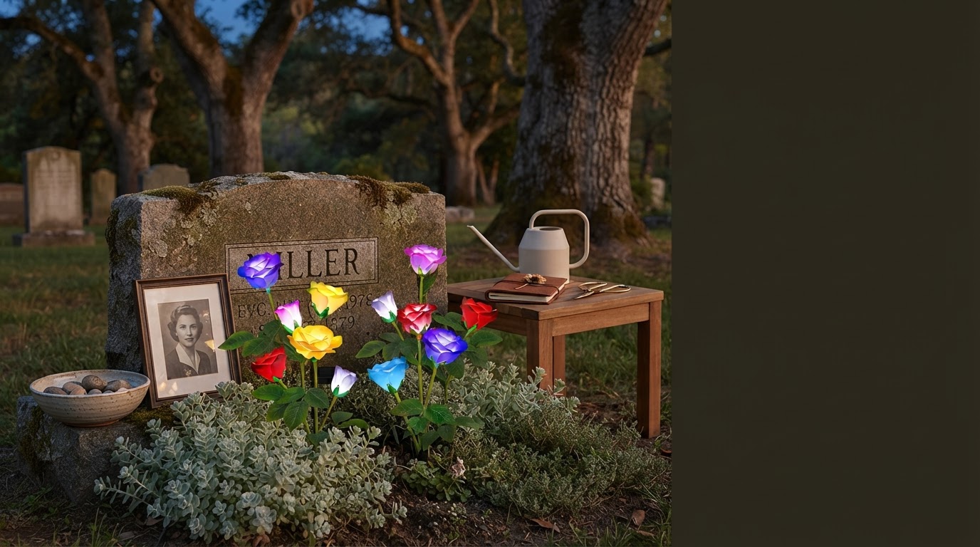 Solar Glow Roses for Enduring Memorial Tributes