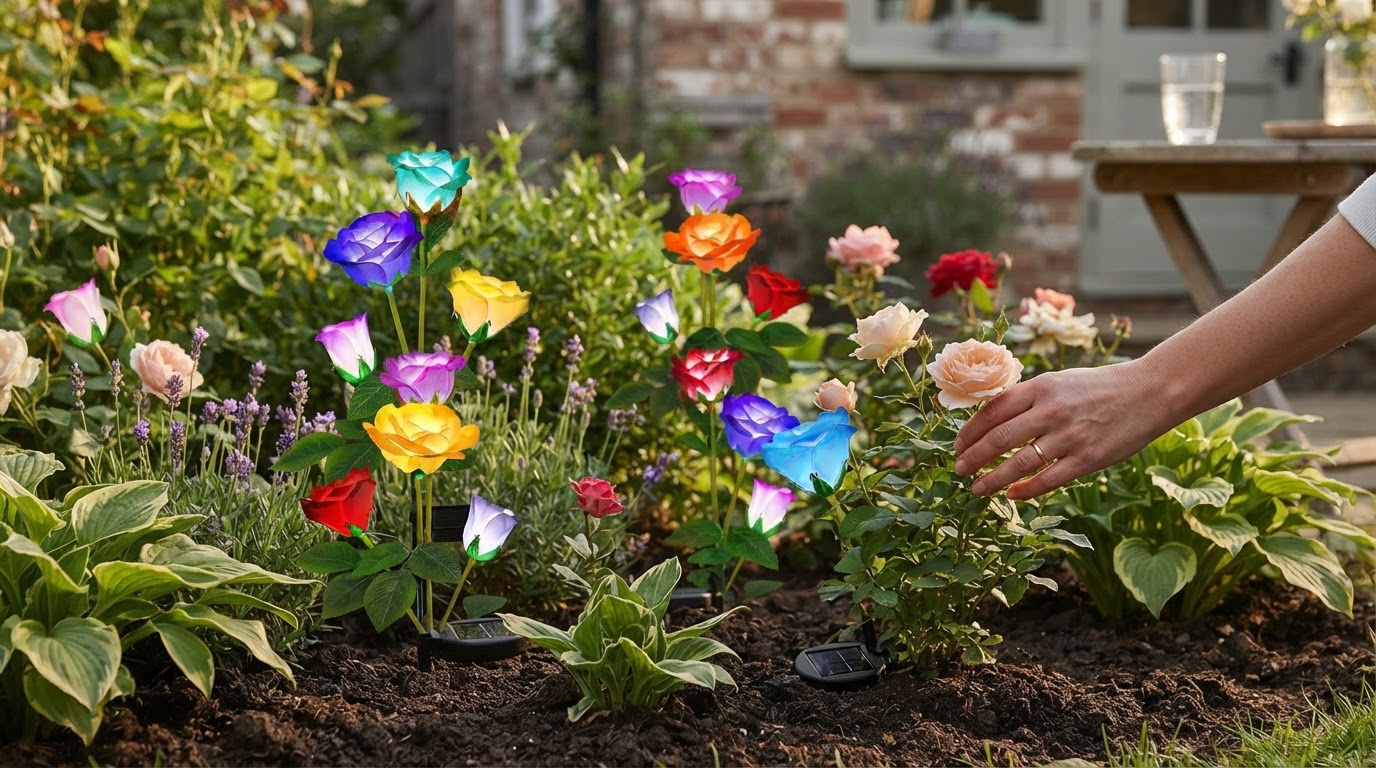 How do solar Glow Roses affect natural garden growth?