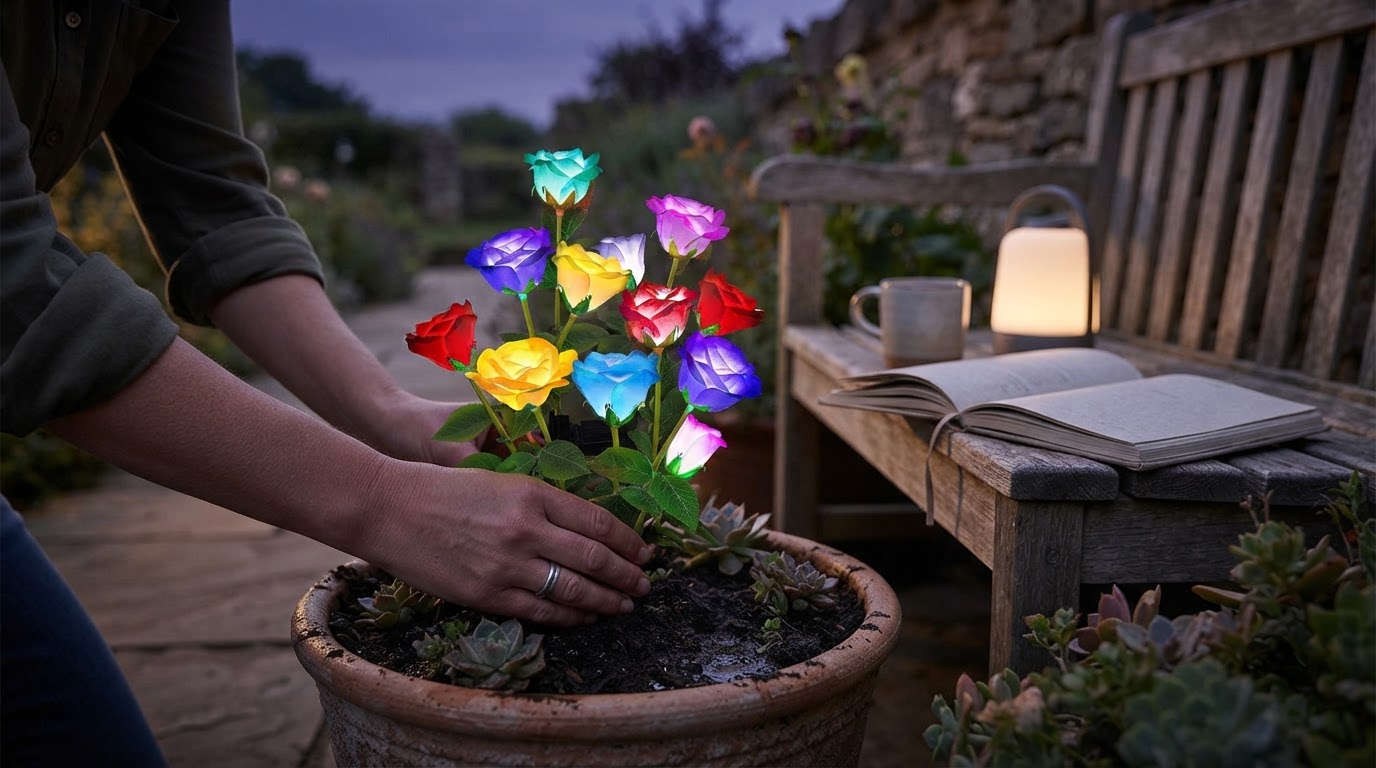 Do solar Glow Roses provide enough light for yard art?