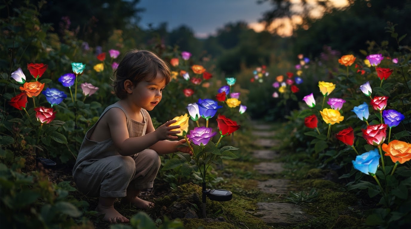 How to style LED flower garden decor with solar Glow Roses?