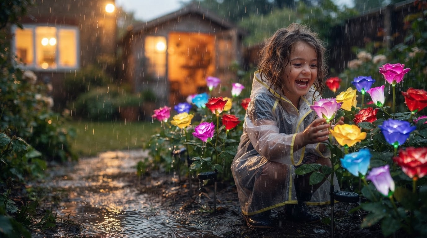 Are solar Glow Roses waterproof enough for heavy rain?