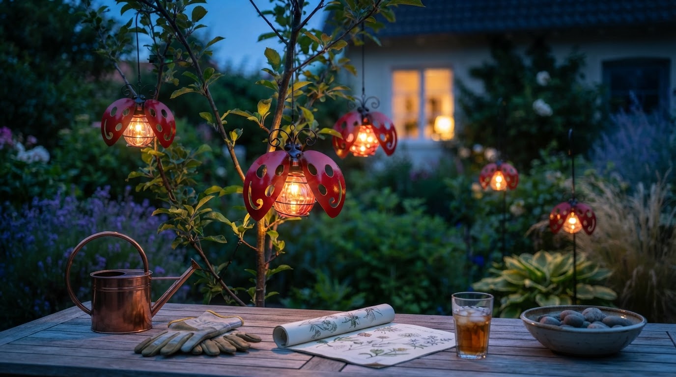 Solar Beetle Swinging Lights for Motion-Based Garden Design